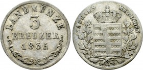 GERMANY. Saxe-Meiningen. Bernhard II (1803-1866). 3 Kreuzer (1835-K). .