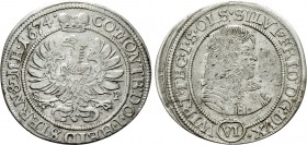 GERMANY. Silesia-Württemberg-Öls. Sylvius Friedrich (1668-1697). 6 Kreuzer (1674 S-P).