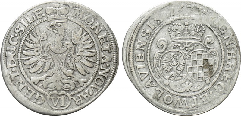 GERMANY. Silesia-Liegnitz-Brieg. Luise von Anhalt-Dessau (1672-1680). 6 Kreuzer ...
