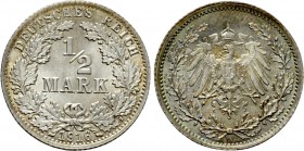 GERMANY. Empire. Wilhelm II (1888-1918). 1/2 Mark (1916-A). Berlin.