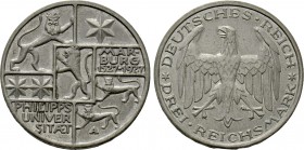 GERMANY. Weimarer Republik. 3 Reichsmark (1927-A). Berlin mint. Commemorating the 400th Anniversary of Philipps-Universität Marburg.
