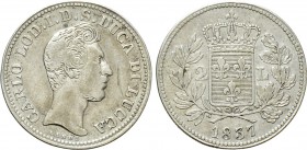 ITALY. Lucca. Carlo Ludovico (1824-1847). 2 Lire (1837).