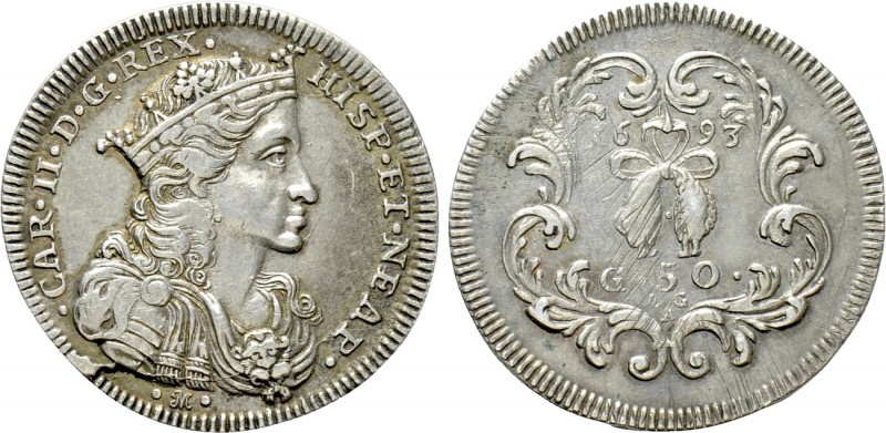 ITALY. Naples. Carlo V [II di Spagna] (1665-1700). Mezzo ducato da 50 grana (169...