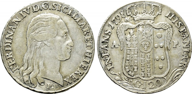 ITALY. Naples. Ferdinando IV (First reign, 1759-1799). 120 Grana (1798). 

Obv...