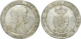ITALY. Naples. Ferdinando IV (Second reign, 1799-1805). 120 Grana (1805-LD).