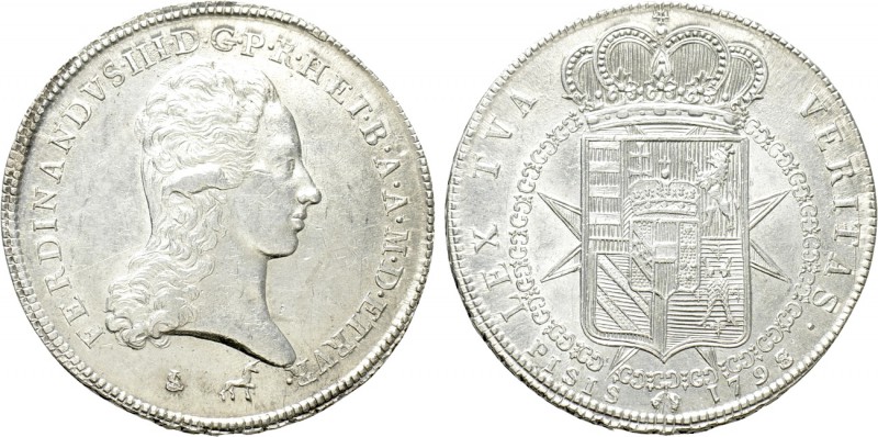 ITALY. Tuscany. Ferdinando III (1790-1801). Scudo da 10 Paoli or Francescone (17...