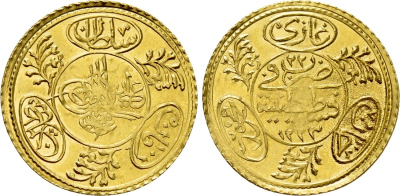 OTTOMAN EMPIRE. Mahmud II (AH 1223-1255 / 1808-1839 AD). GOLD Tek or 1/2 Hayriye...