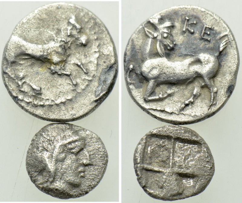 2 Greek Coins. 

Obv: .
Rev: .

. 

Condition: See picture.

Weight: g....