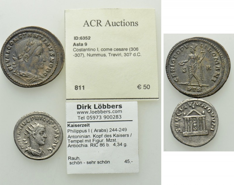 2 Roman Coins. 

Obv: .
Rev: .

. 

Condition: See picture.

Weight: g....