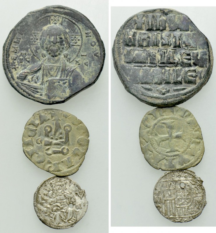 3 Byzantine and Medieval Coins. 

Obv: .
Rev: .

. 

Condition: See pictu...