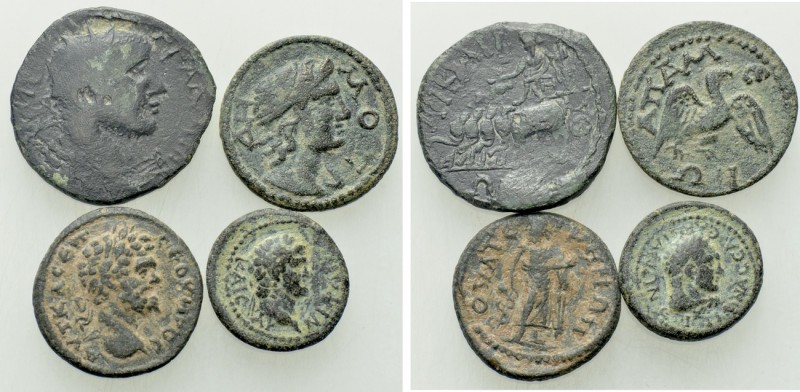 4 Roman Provincial Coins. 

Obv: .
Rev: .

. 

Condition: See picture.
...