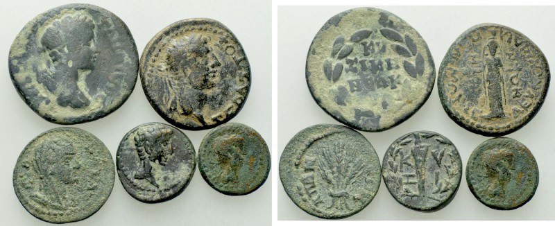 5 Roman Provincial Coins. 

Obv: .
Rev: .

. 

Condition: See picture.
...