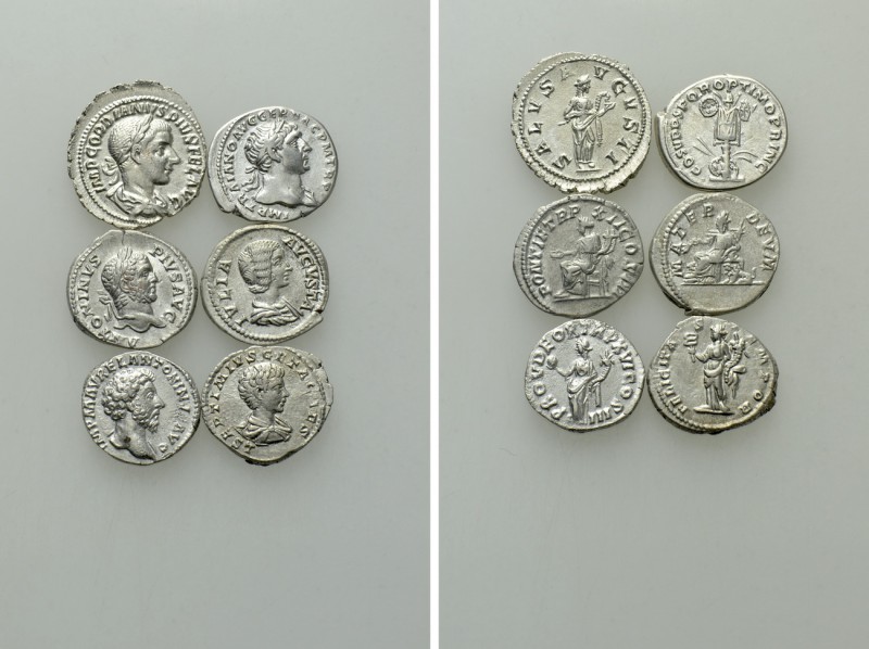 6 Roman Denari. 

Obv: .
Rev: .

. 

Condition: See picture.

Weight: g...