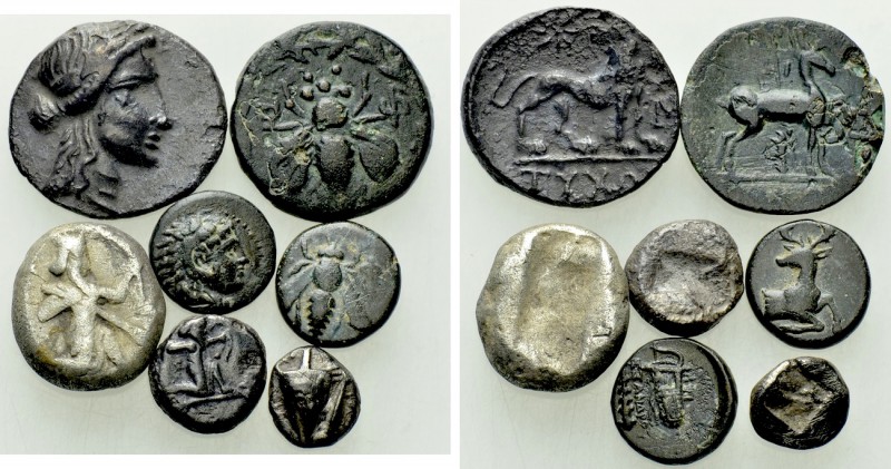 7 Greek Coins. 

Obv: .
Rev: .

. 

Condition: See picture.

Weight: g....