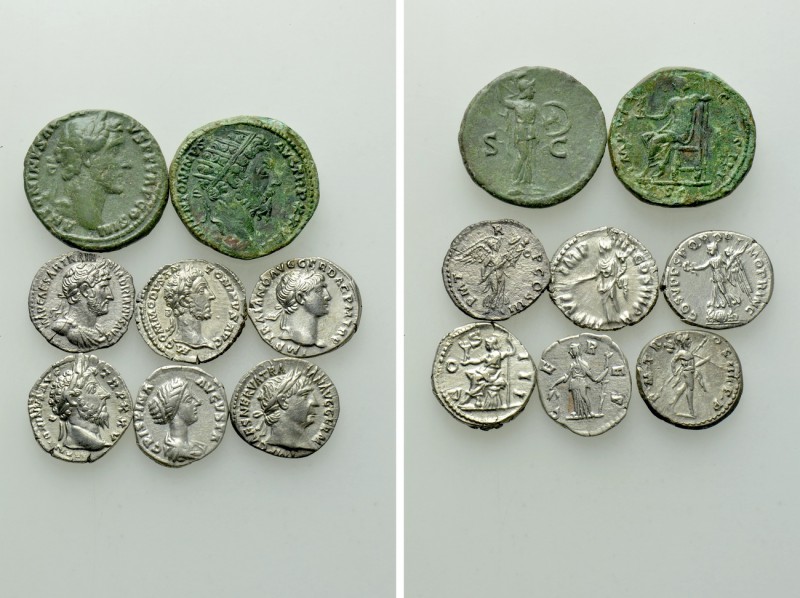 8 Roman Coins; including Hadrian, Crispina, Trajan and Commodus.

Obv: .
Rev:...
