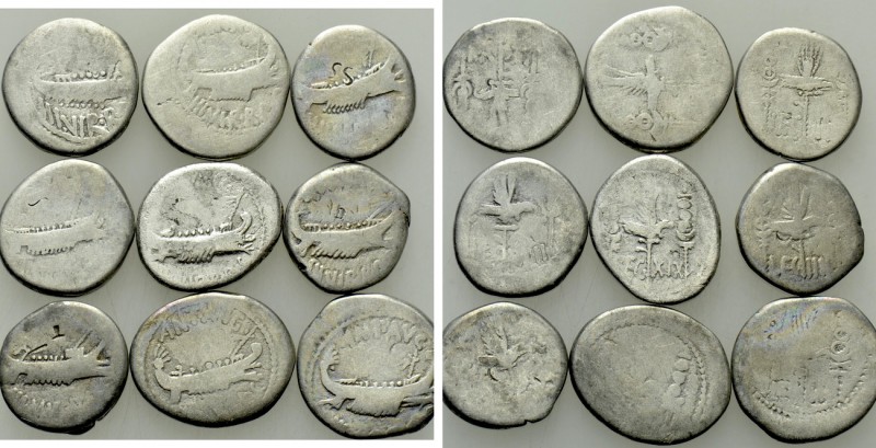 9 Legionary Denari of Marc Antony. 

Obv: .
Rev: .

. 

Condition: See pi...