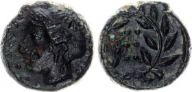 Ancient Greece Hemilitra 420 - 408 BC, Himera (Sicily)
SNG ANS 186, SNG 320, Mini, Sicilia 27; Copper 3,66 gr; Obv: IME. Female head left; six pellet...