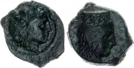 Ancient Greece AE13 407 - 406 BC, Himera (as Thermai Himerensis) Sicily
CNS I, n. 4, SNG ANS 190; Copper 3,00 gr; Obv: Head of Hera right, wearing st...