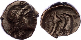 Ancient Greece Dihalk 380 - 300 BC, Olbia (Black Sea)
SNG Moskau 572; Copper 3,88 gr; Obv: Wreathed head of Demeter to right. Rev: Eagle on dolphin t...