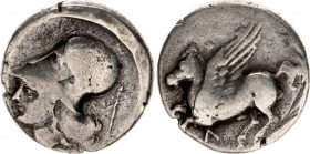 Ancient Greece Stater 300 - 250 BC, Akarnania
BCD Akarnania 221; Silver 8,23 gr; Obv: Pegasos flying left; AN monogram below. Rev: Helmeted head of A...