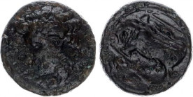 Ancient Greece AE15 289 - 287 BC, Fourth Democracy (Sicily)
CNS II, n. 104; Copper 3,49 gr; Obv: head of Kore l., Rev: Bull butting l; above, axe.