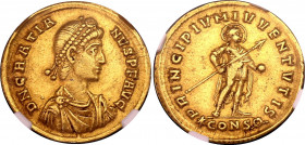 Roman Empire - Western Gratian Solidus 367 - 383 AD XF Strike: 5/5, Surface 3/5 Rare
RIC IX 24; Depeyrot 21/3; Gold 4.42 g., Constantiople Mint. rv G...