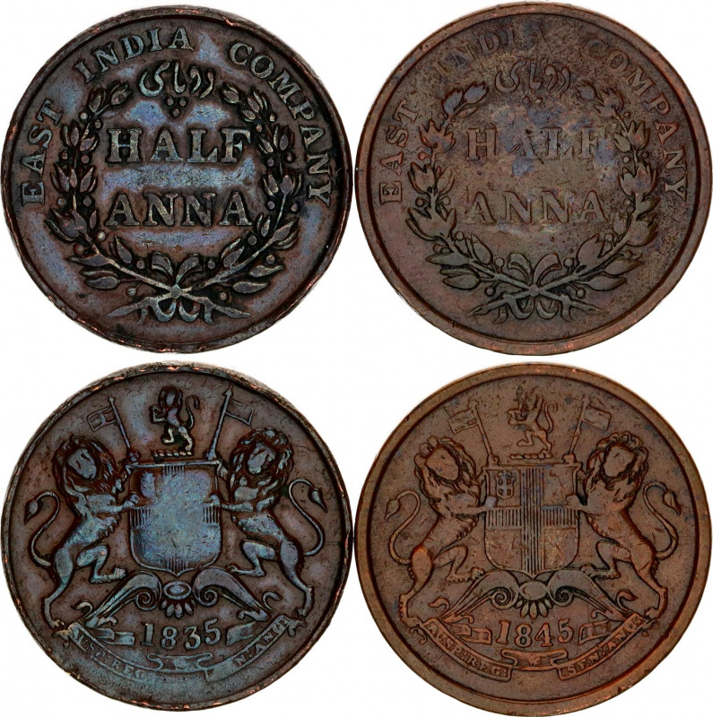 British India 2 x 1/2 Anna 1835 - 1845
KM# 447; N# 4068; King William IV & Quee...