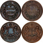 British India 2 x 1/2 Anna 1835 - 1845
KM# 447; N# 4068; King William IV & Queen Victoria.