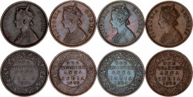 British India 4 x 1/4 Anna 1862 - 1886
KM# 467; N# 18310; Victoria; VF/XF.