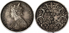 British India 1/2 Rupee 1899
KM# 491, N# 15711; Silver; Victoria; XF
