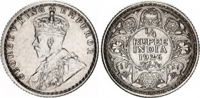British India 1/4 Rupee 1926 C
KM# 518; Silver; George V; XF/AUNC with minor hairlines.