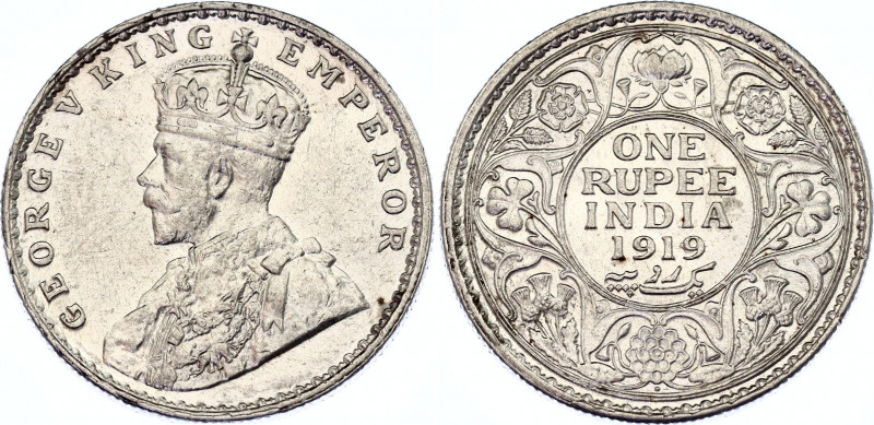 British India 1 Rupee 1919
KM# 524; N# 4851; George V; Silver, UNC. Rare condit...