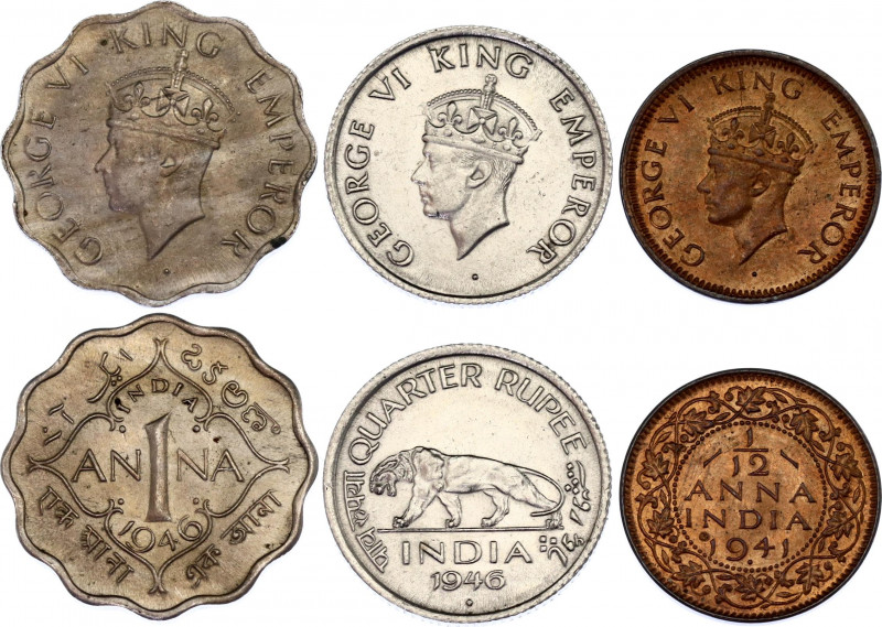 India 1/12 Anna - 1 Anna - 1/4 Rupee 1941 - 1946
Various Dates & Denominations;...