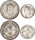 Hong Kong 5 & 10 Cents 1901 - 1937
KM# 5 & 21; N# 3079 & 7759; Silver & Nickel; Victoria & George VI; Mint: London; AUNC-UNC