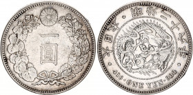 Japan 1 Yen 1893 (26) 年六十二治明
Y# 28a.2, JNDA# 01-10C; N# 135906; Silver; Meiji (1867-1912); Mint luster; XF+