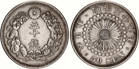 Japan 50 Sen 1906 (39)
Y# 31; Silver; Meiji; XF.