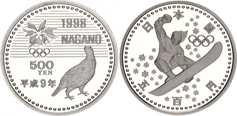 Japan 500 Yen 1997 (9)
Y# 114, N# 13617; Proof; Heisei; 1998 Winter Olympics, N...