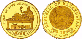 Kazakhstan 100 Tenge 2004
KM# 121, N# 139037; Gold (0.999) 1.24 g., 13.92 mm., Proof; King Midas