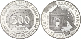 Kazakhstan 500 Tenge 2002
KM# 183, N# 16707; Silver., Proof; Babaji Mausoleum