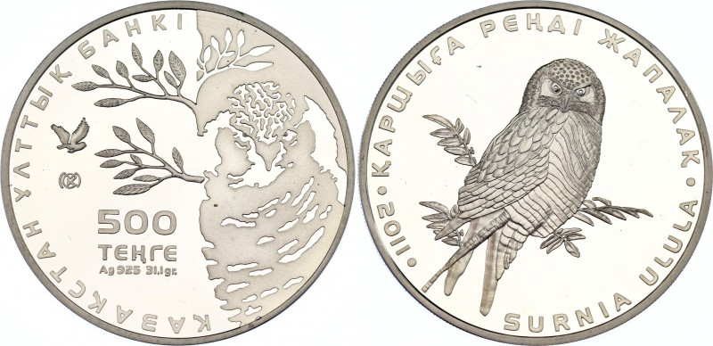 Kazakhstan 500 Tenge 2011
KM# 205, N# 30389; Silver., Proof; Hawk Owl