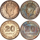 Malaya 2 x 20 Cents 1939 - 1943
KM# 5, 5a; Silver; George VI