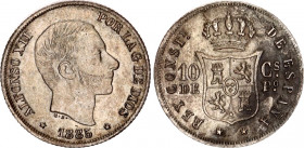 Philippines 10 Centimos de Peso 1885
KM# 148, N# 22009; Silver; Alfonso XII; UNC
