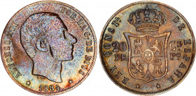 Philippines 20 Centimos de Peso 1884
KM# 149, N# 20042; Silver; Alfonso XII; AUNC with nice toning