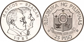 Philippines 25 Piso 1982
KM# 235, N# 50375; Silver; Marcos-Reagan; Mintage 8000 pcs; UNC