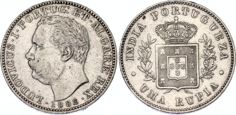 Portuguese India 1 Rupia 1882
KM# 312; Gomes# L1 14.04; N# 18675; Silver; Luíz ...