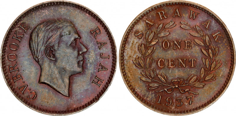 Sarawak 1 Cent 1937 H
KM# 26, N# 12520; Bronze; Charles V. Brooke Rajah; UNC