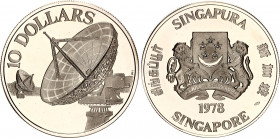 Singapore 10 Dollars 1978 SM
KM# 17.1, N# 34828; Silver., Proof; atellite Communication; Mintage 9000 pcs