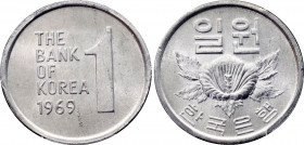 South Korea 1 Won 1969 PCGS Sample Numismata Berlin 2015
KM# 4a; N# 4107; Aluminium; UNC