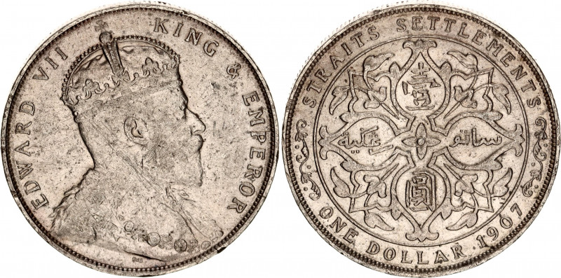 Straits Settlements 1 Dollar 1907
KM# 26, N# 12779; Silver; Edward VII; XF-