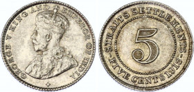 Straits Settlements 5 Cents 1918
KM# 31, N# 12772; Silver; George V; UNC